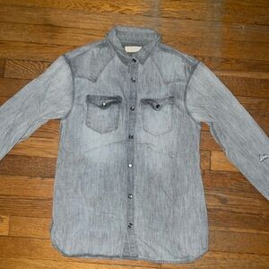 Men’s Allsaints xs long sleeve button up distressed overshirt